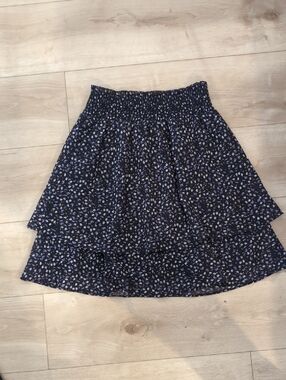 ESQUALO Navy Floral Layered Skirt